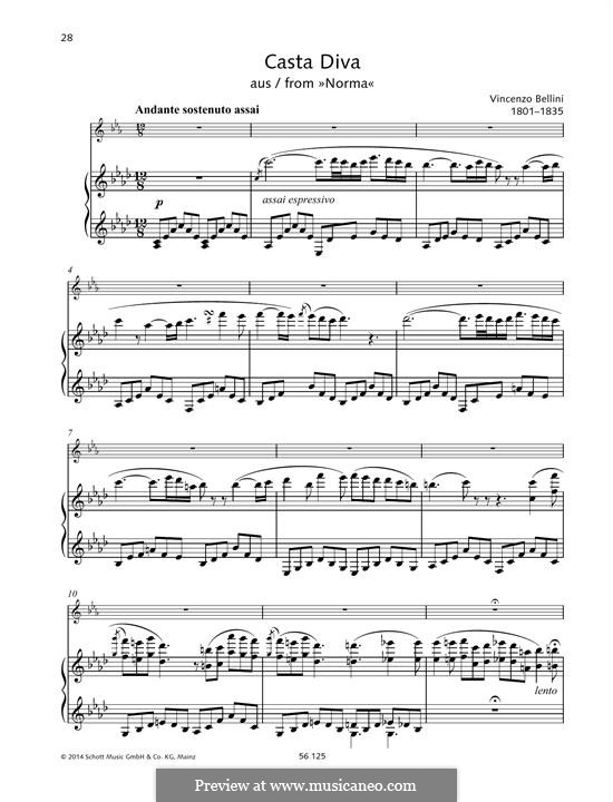 Casta diva, che inargenti: For any instrument and piano by Vincenzo Bellini