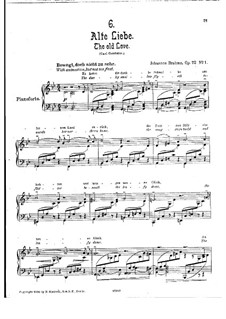 Five Songs, Op.72: No.1 Alte Liebe (Old Love) by Johannes Brahms
