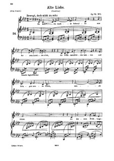 Five Songs, Op.72: No.1 Alte Liebe (Old Love) by Johannes Brahms