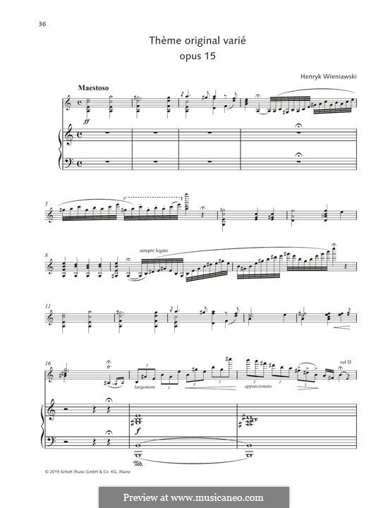 Variations on an Original Theme, Op.15: Score by Henryk Wieniawski