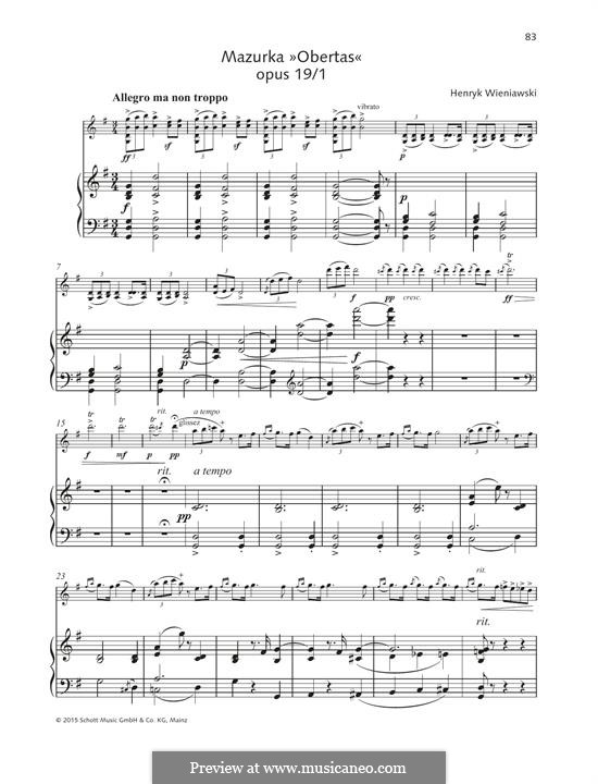 Two Characteristic Mazurkas, Op.19: Mazurka No.1 Obertas by Henryk Wieniawski