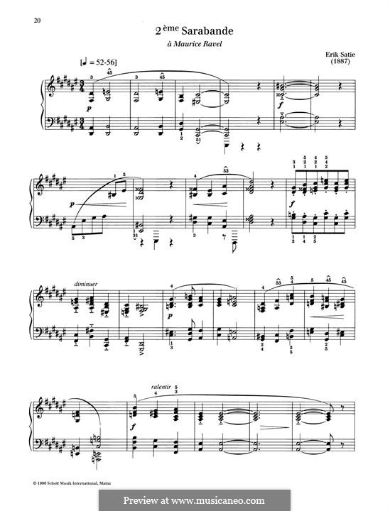 Three Sarabandes: No.2 by Erik Satie