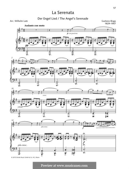 Angel's Serenade (Légende Valaque): For violin and piano by Gaetano Braga