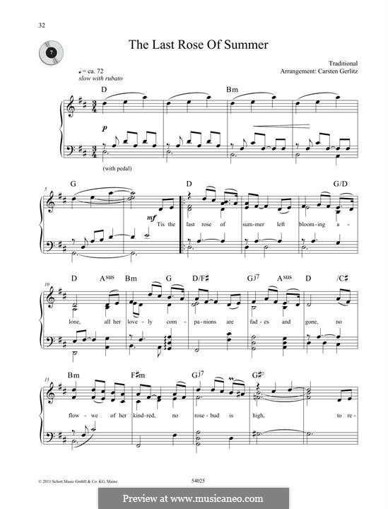 The Last Rose of Summer: For piano by folklore