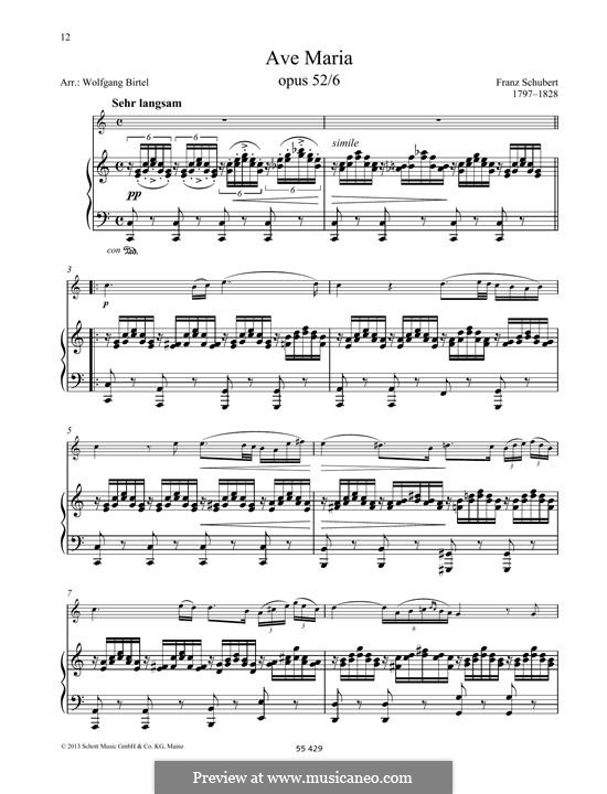 Two instruments version (printable scores): For any instrument and piano by Franz Schubert