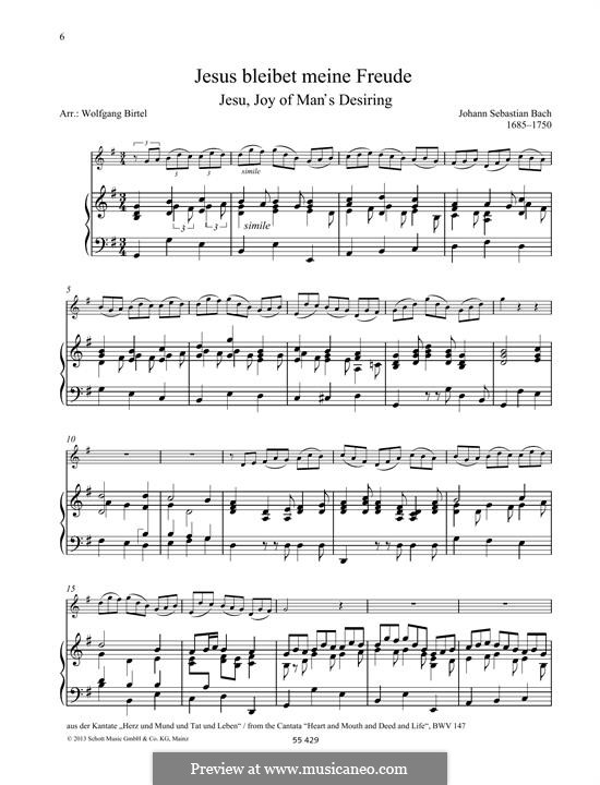 Jesu, Joy of Man's Desiring (Printable Scores): For any instrument and piano by Johann Sebastian Bach