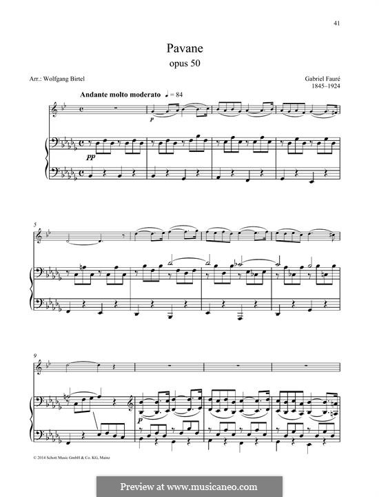 Pavane, Op.50: For any instrument and piano by Gabriel Fauré