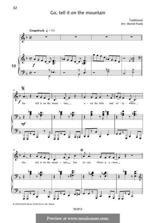 Go, Tell it on the Mountain (Printable Scores): For voice and piano by folklore