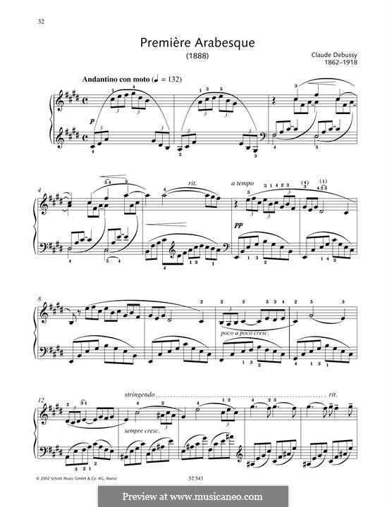 Arabesque No.1: For piano by Claude Debussy