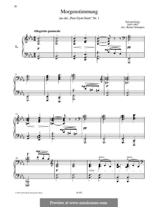 Peer gynt op 46. Peer Gynt Suite no 1 op 46 Ноты для фортепиано. Григ поэтическая картинка 6 Ноты. Morgenstimmung Grieg Ноты для фортепиано. Morning mood (by Grieg) · Grieg.