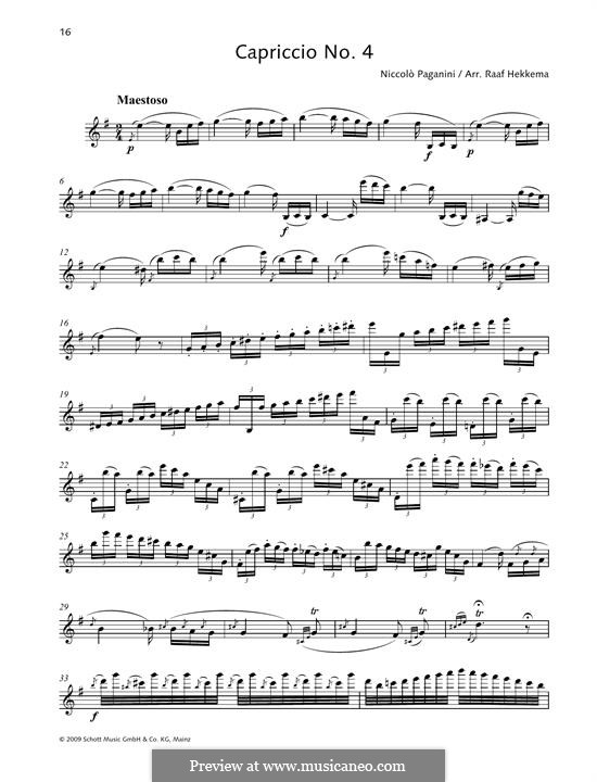 Twenty-Four Caprices, Op.1: Caprice No.4 by Niccolò Paganini