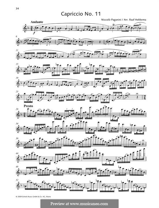 Caprice No.11: For violin by Niccolò Paganini