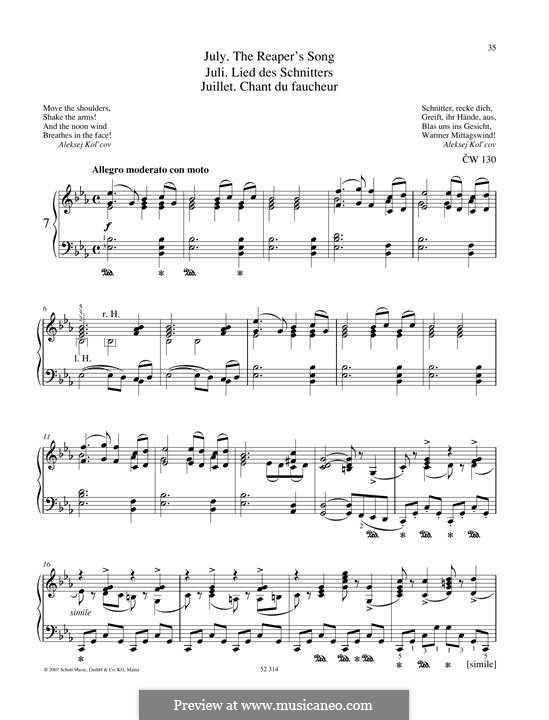 No.7 July (Reaper's Song): For piano by Pyotr Tchaikovsky