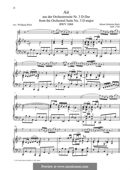 Aria (Printable Scores): Version for any instrument and piano by Johann Sebastian Bach
