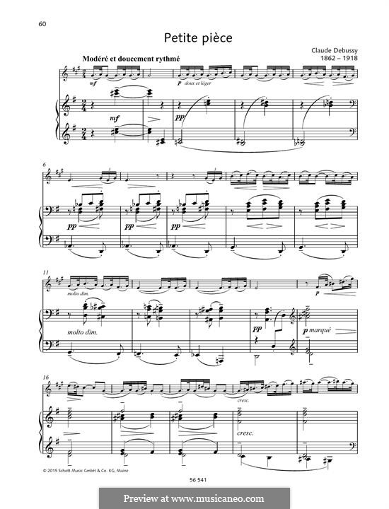 Short Piece for Clarinet and Piano, L.120: For any instrument and piano by Claude Debussy