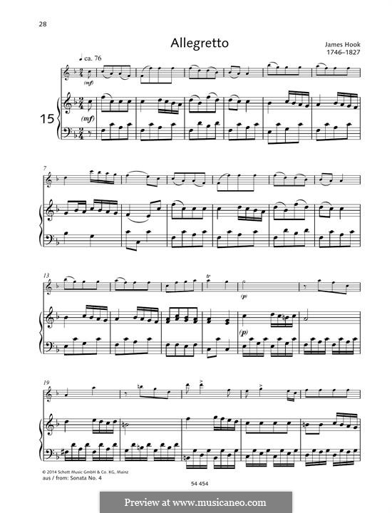 Allegretto by J. Hook sheet music on MusicaNeo