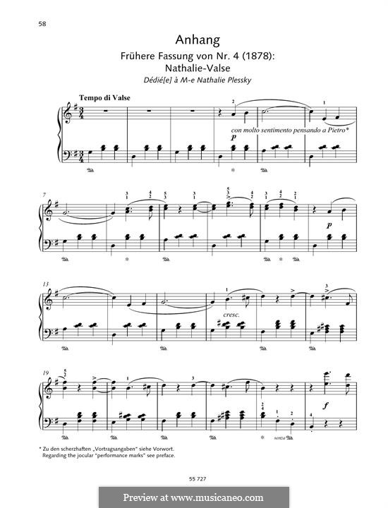 Six Pieces for Piano, TH 143 Op.51: No.4 Natha-valse by Pyotr Tchaikovsky