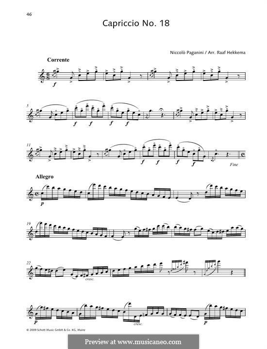 Twenty-Four Caprices, Op.1: Caprice No.18 by Niccolò Paganini