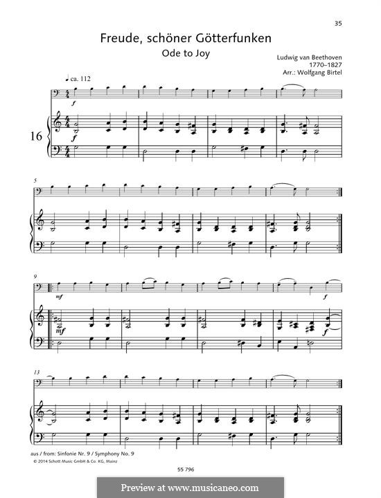 Ode to Joy (Printable scores): Version for cello and piano by Ludwig van Beethoven