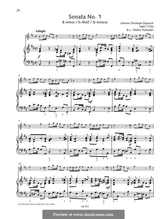 Six sonate da camera: Sonata No.1 in B minor by Johann Christoph Pepusch