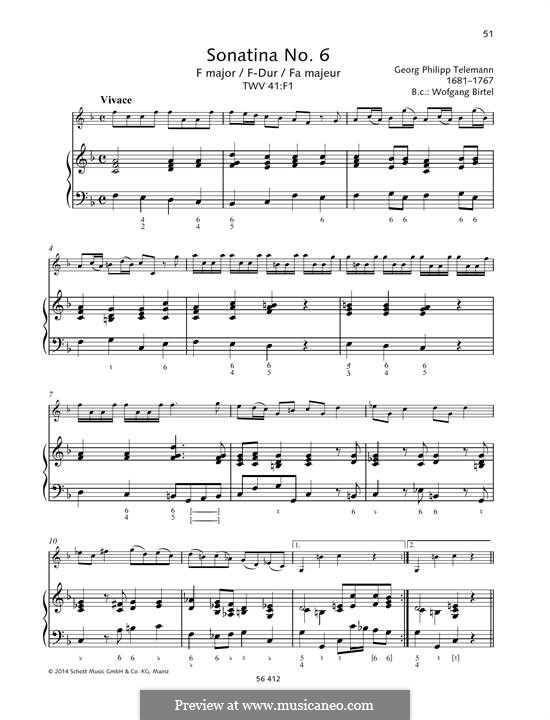 Sonatina No.6 in F major: Sonatina No.6 in F major by Georg Philipp Telemann