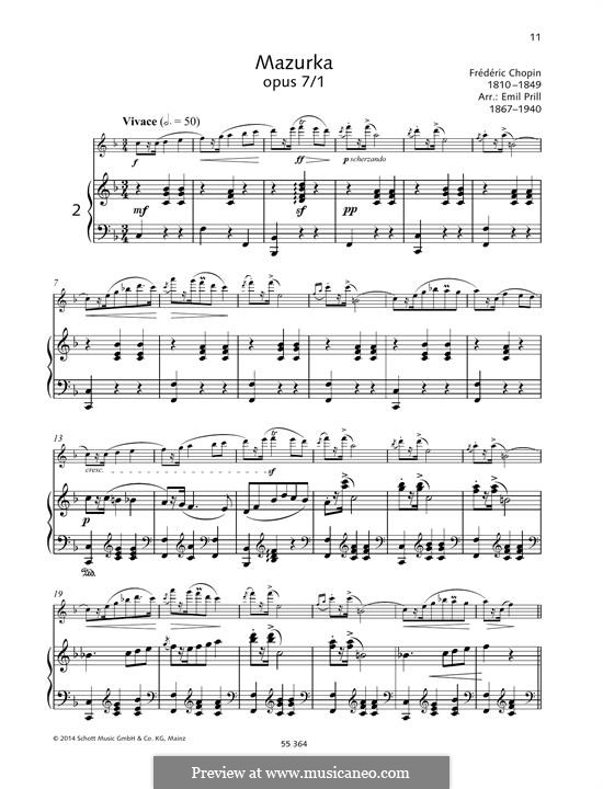 Mazurkas, Op.7: No.1, for any instrument and piano by Frédéric Chopin