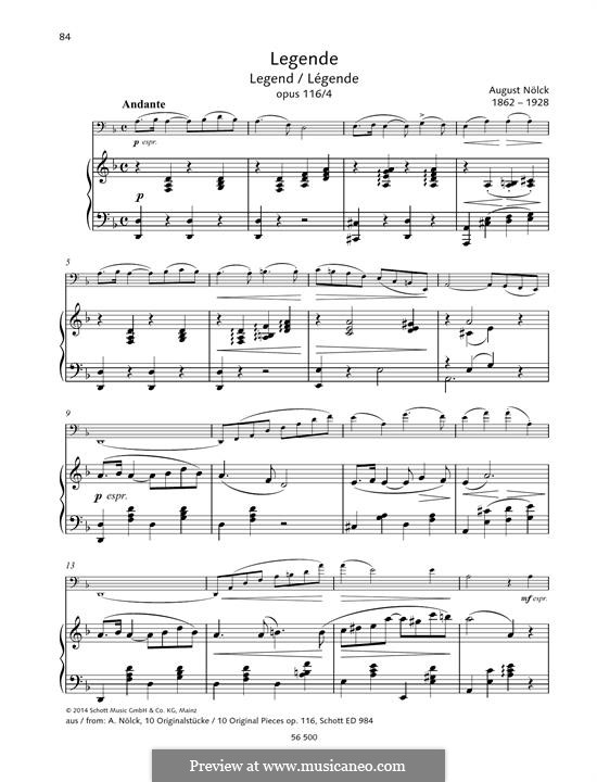 Legend, Op.60: For cello and piano by August Nölck