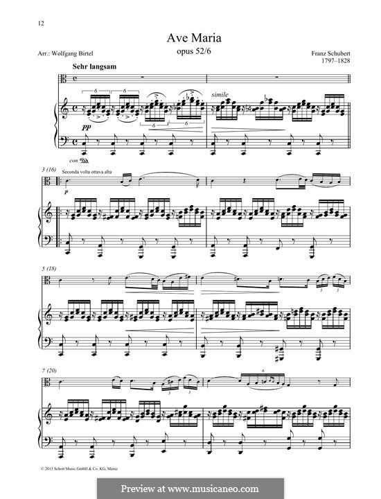 Two instruments version (printable scores): For viola and piano by Franz Schubert