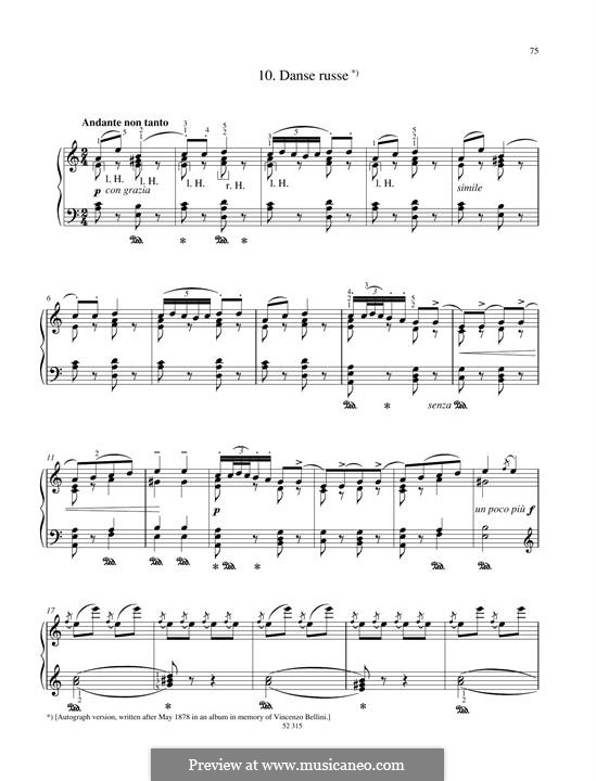 Twelve Pieces , TH 138 Op.40: No.10 Danse russe (Russian Dance) by Pyotr Tchaikovsky