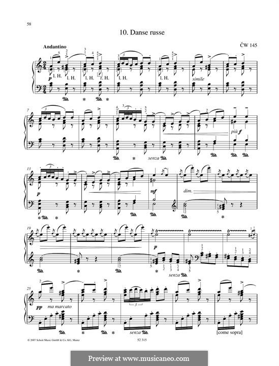 Twelve Pieces , TH 138 Op.40: No.10 Danse russe (Russian Dance) by Pyotr Tchaikovsky