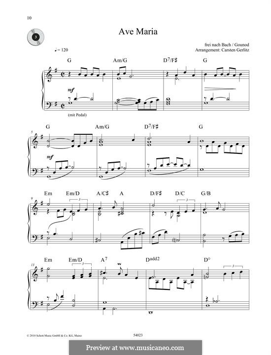 Ave Maria (Printable Sheet Music): For piano by Johann Sebastian Bach, Charles Gounod