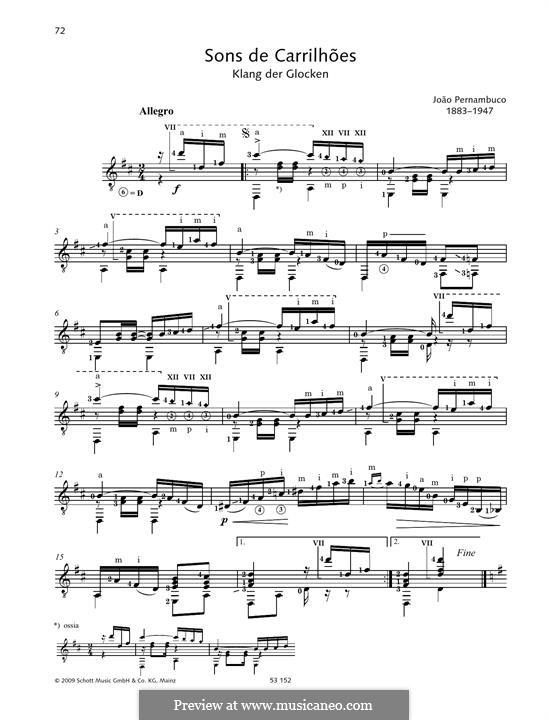 Sons de Carrilhões: For guitar by João Pernambuco