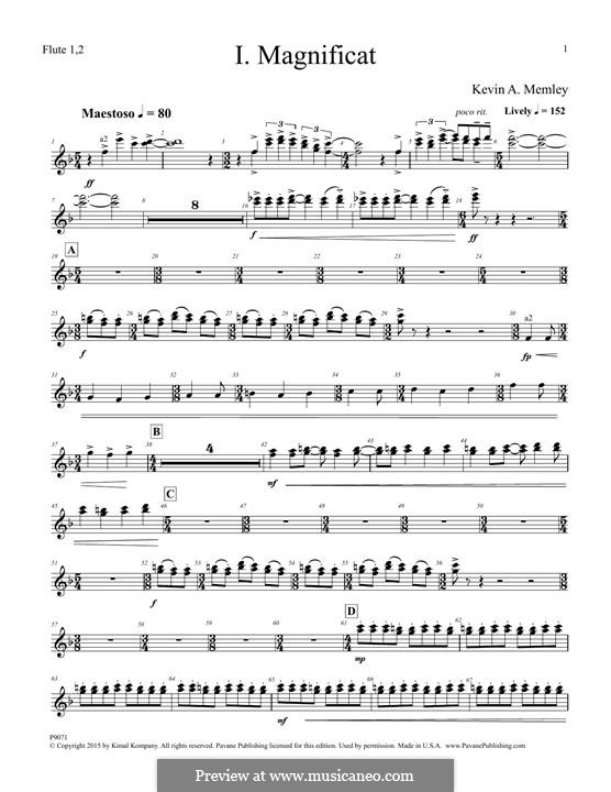 Magnificat (Full Orchestra): Flute 1,2 part by Kevin A. Memley