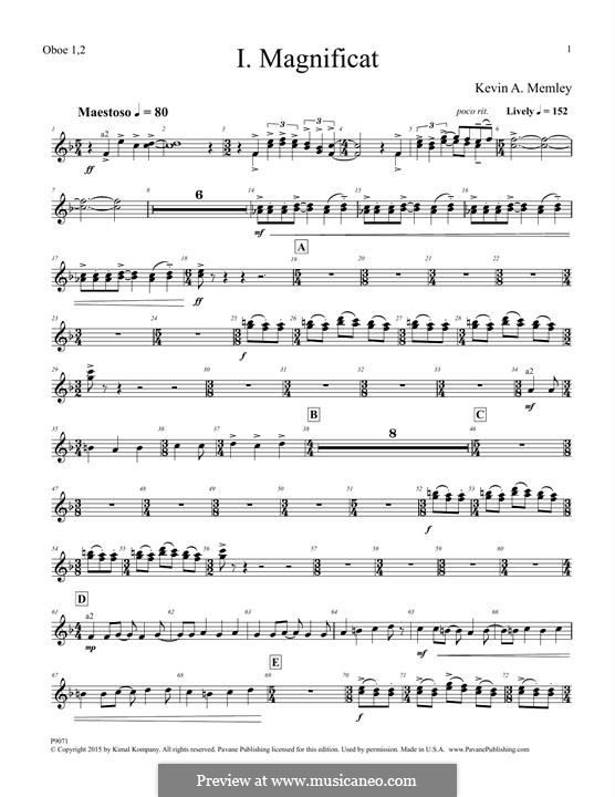 Magnificat (Full Orchestra): Oboe 1,2 part by Kevin A. Memley