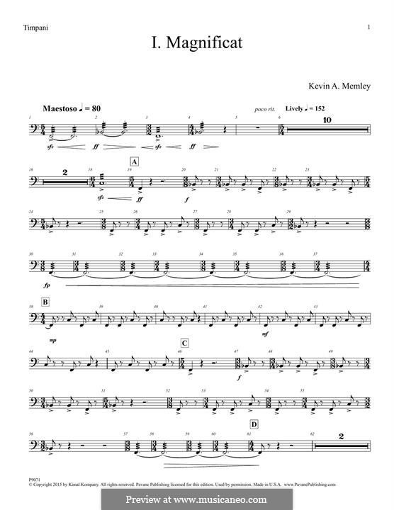 Magnificat (Full Orchestra): Timpani part by Kevin A. Memley