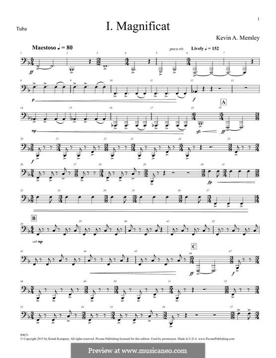 Magnificat (Full Orchestra): Tuba part by Kevin A. Memley