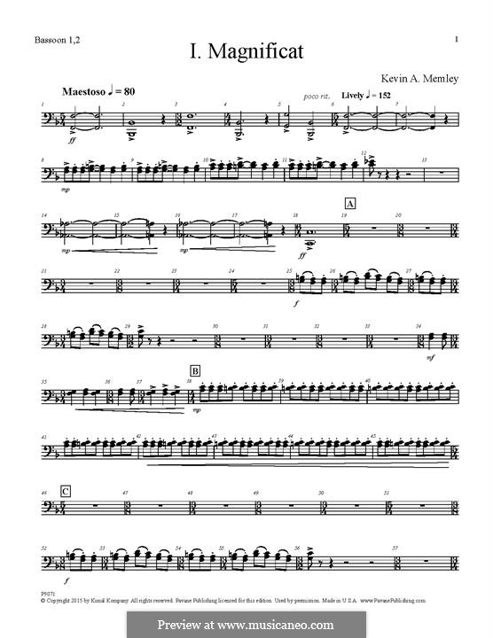 Magnificat (Full Orchestra): Bassoon 1, 2 part by Kevin A. Memley