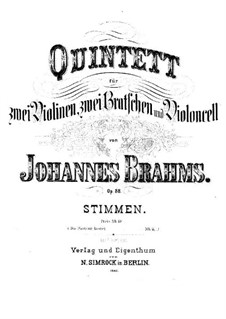 String Quintet No.1 in F Major, Op.88: Parts by Johannes Brahms