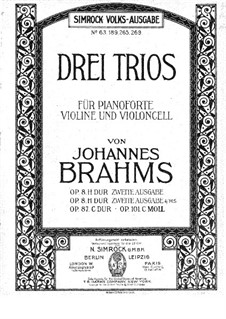 Piano Trio No.1 in B Major, Op.8: Version for piano four hands by Johannes Brahms