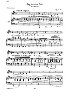 Five Songs, Op.94: No.4 Sapphic Ode by Johannes Brahms