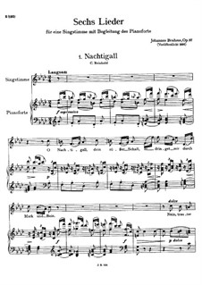 Six Songs, Op.97: Complete set by Johannes Brahms