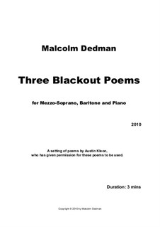 Three Blackout Poems, MMV12: Three Blackout Poems by Malcolm Dedman