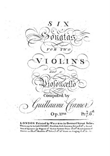 Six Trio Sonatas, Op.1: Violin I part by Wilhelm Cramer