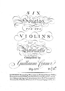 Six Trio Sonatas, Op.1: Violin II part by Wilhelm Cramer