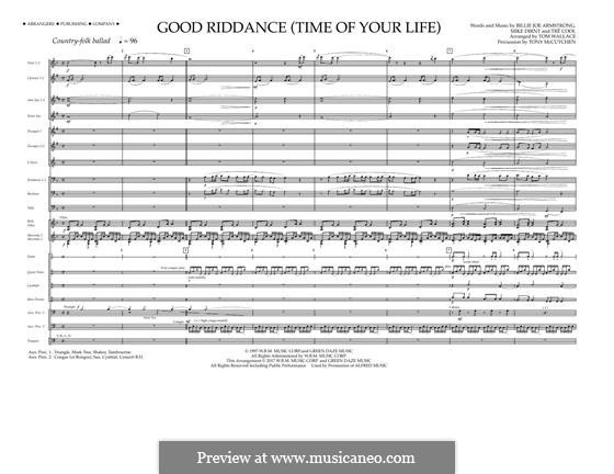 Good Riddance (Time of Your Life) arr. Tom Wallace: Full Score by Billie Joe Armstrong, Tré Cool, Michael Pritchard