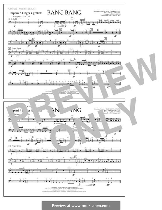 Bang Bang (Green Day): Timpani/Finger Cym. part by Billie Joe Armstrong, Tré Cool, Mike Dirnt