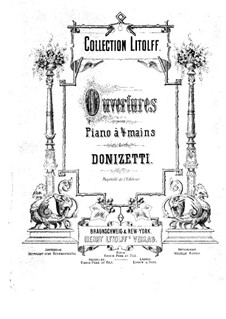 Belisario: Overture, for Piano Four Hands by Gaetano Donizetti