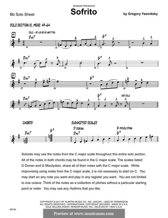 Sofrito: Solo Sheet - Tenor Sax part by Gregory Yasinitsky