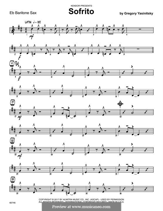 Sofrito: Eb Baritone Saxophone part by Gregory Yasinitsky