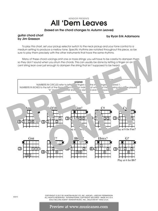 All 'Dem Leaves (based on the chord changes to Autumn Leaves): Guitar Chord Chart part by Ryan Erik Adamsons